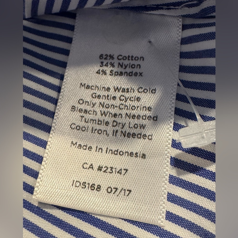 Talbots Blue and White Striped Top with Wide Collar - Picture 4 of 7